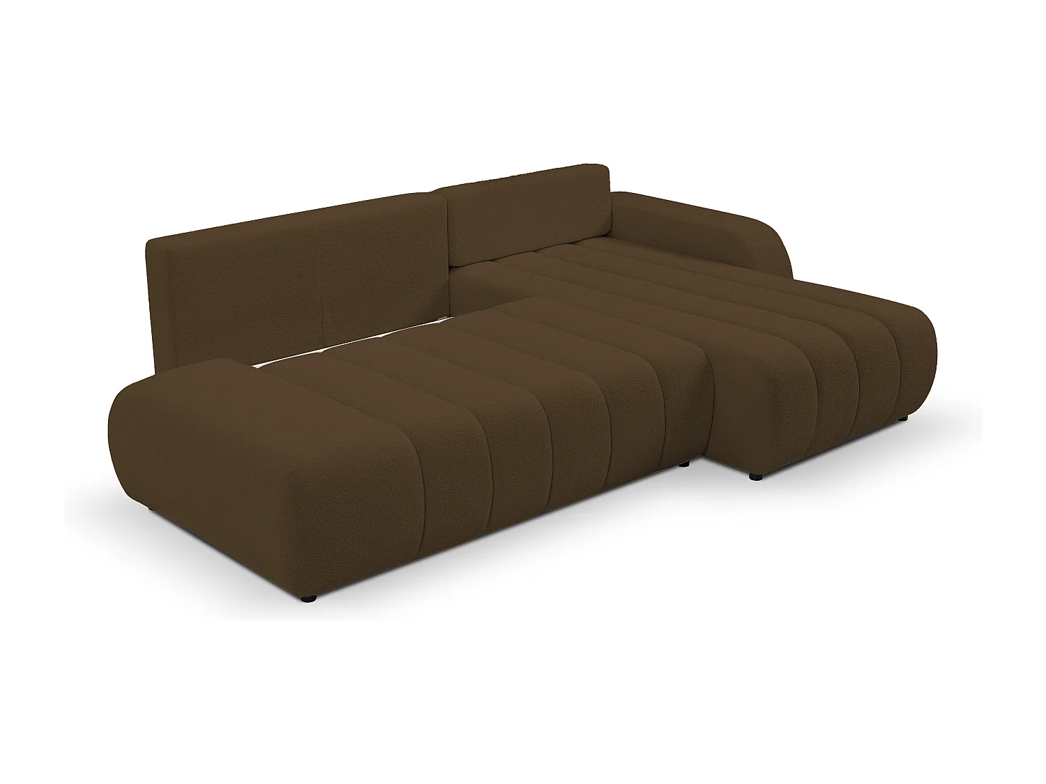 Canapé d'angle avec fonction sommeil BALOO - Design moderne, haute fonctionnalité, assise confortable, matériaux durables, couleur brun foncé, droite