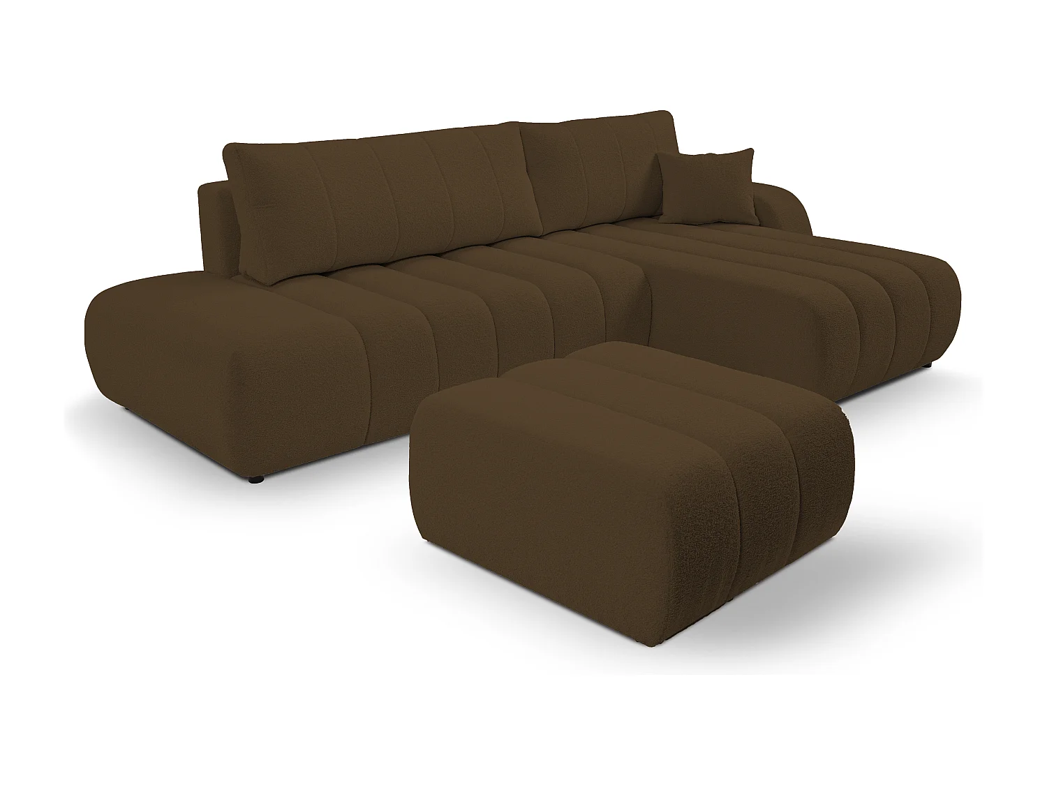 Hoekbank met slaapfunctie BALOO - Modern design, hoge functionaliteit, comfortabele zitting, duurzame materialen, kleur donkerbruin, rechts