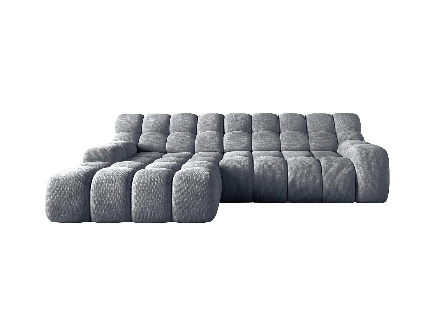 Ecksofa CAMPILE DomoHome, elektrisch verstellbarer Sitz, verstellbare Kopfstützen, linke Ecke, 288x119x85 cm, ZENTRALGRAU