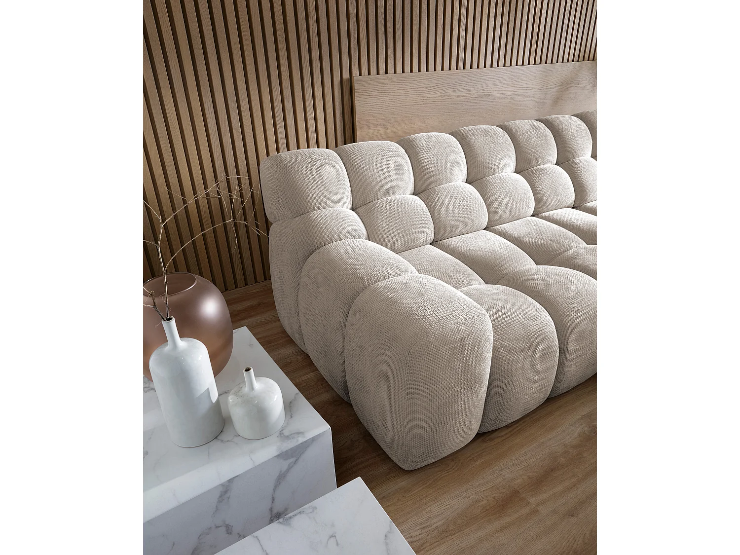 CAMPILE hoekbank met elektrisch verstelbare zitting, verstelbare hoofdsteunen, indeling rechts, 288x119x85 cm, kleur grijs