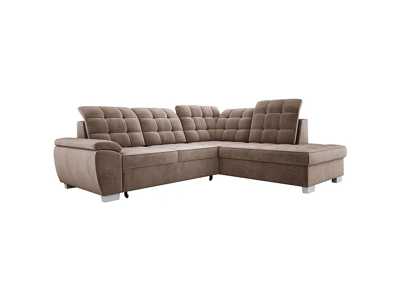 Ecksofa LOTTA, Liegefläche 186x125 cm, Relax, pflegeleichter Velours, 258x212 cm, rechte Ecke, CAPPUCINO
