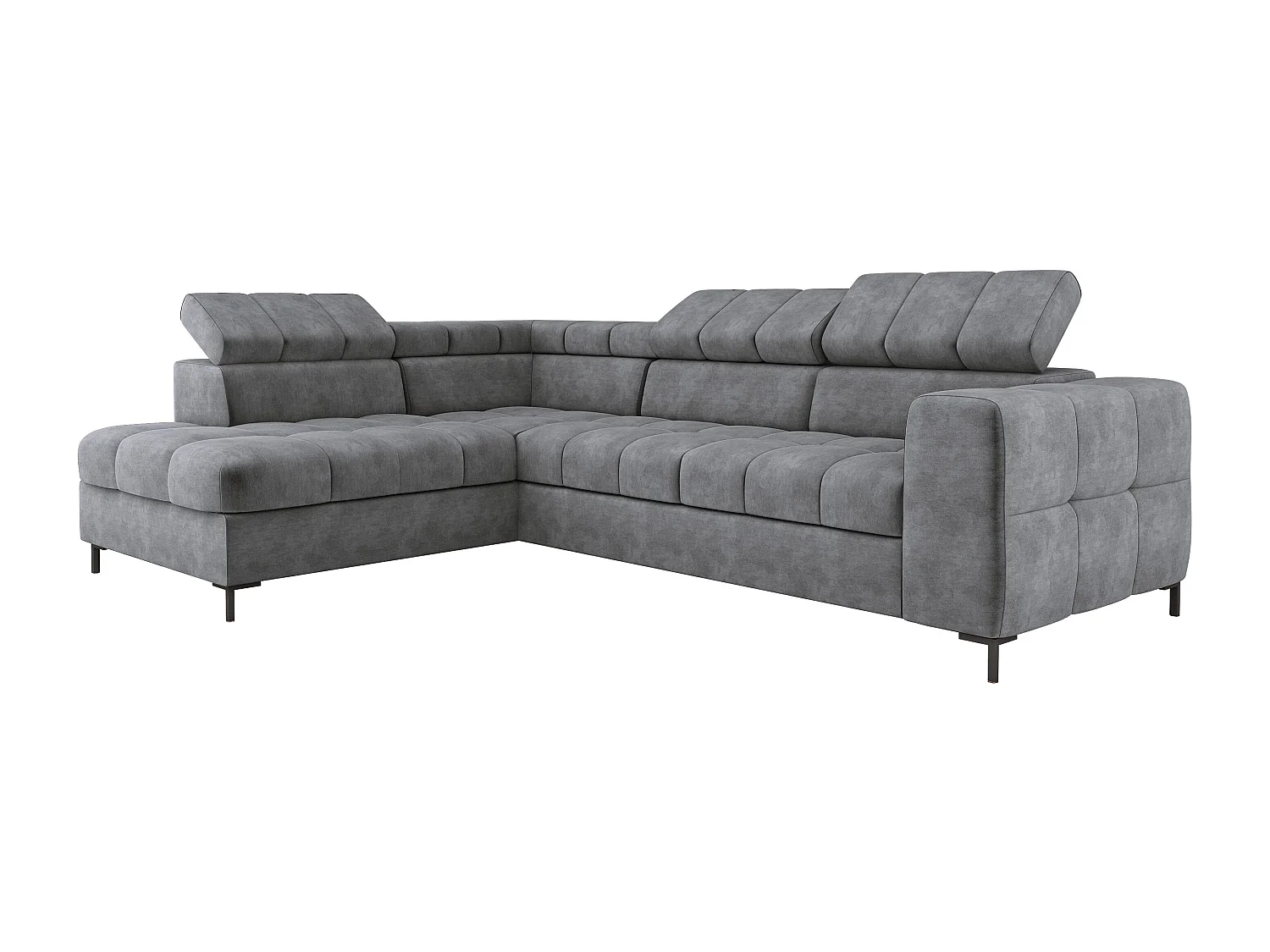 Sofa PABLOS z regulowanym zagłówkiem 279x201cm | spanie i schowek, Cloud Grey, lewa
