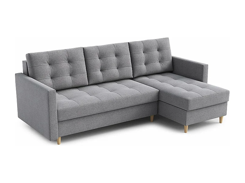 Hoekbank DIVO met slaapfunctie, 224x103 cm, elegant design, hoogwaardige materialen, kleur grijs, rechts