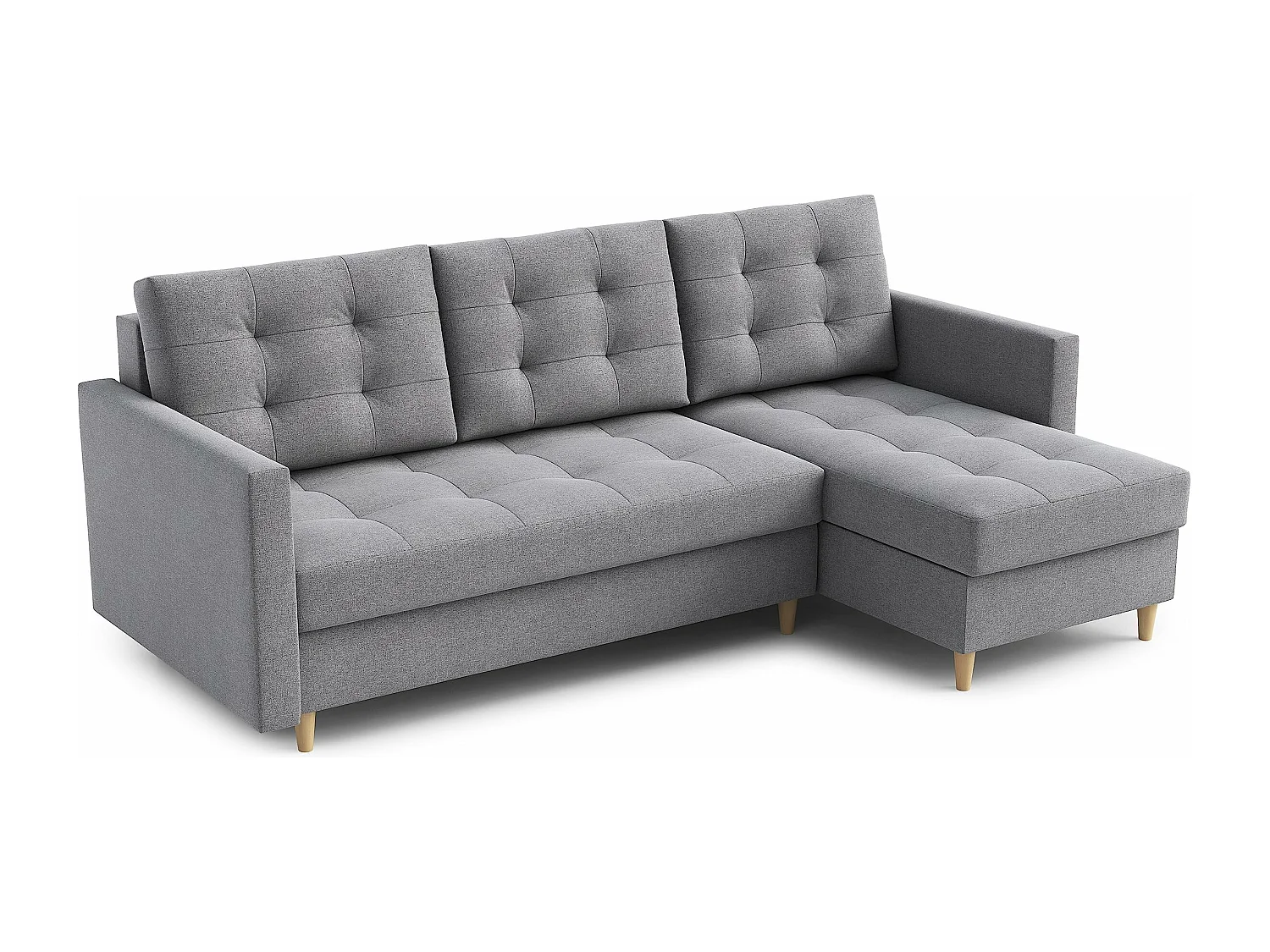 Canapé d'angle DIVO avec fonction sommeil, 224x103 cm, design élégant, matériaux de haute qualité, couleur gris, droite