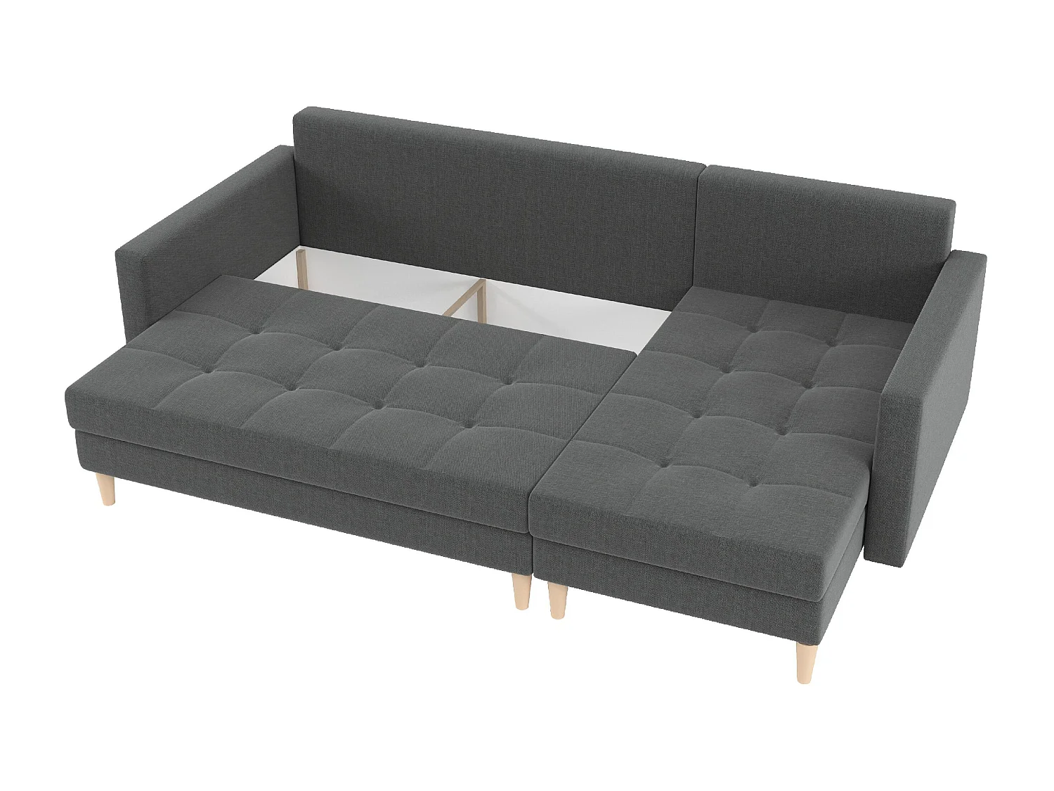 Canapé d'angle DIVO avec fonction sommeil, 224x103 cm, design élégant, matériaux de haute qualité, couleur gris, droite