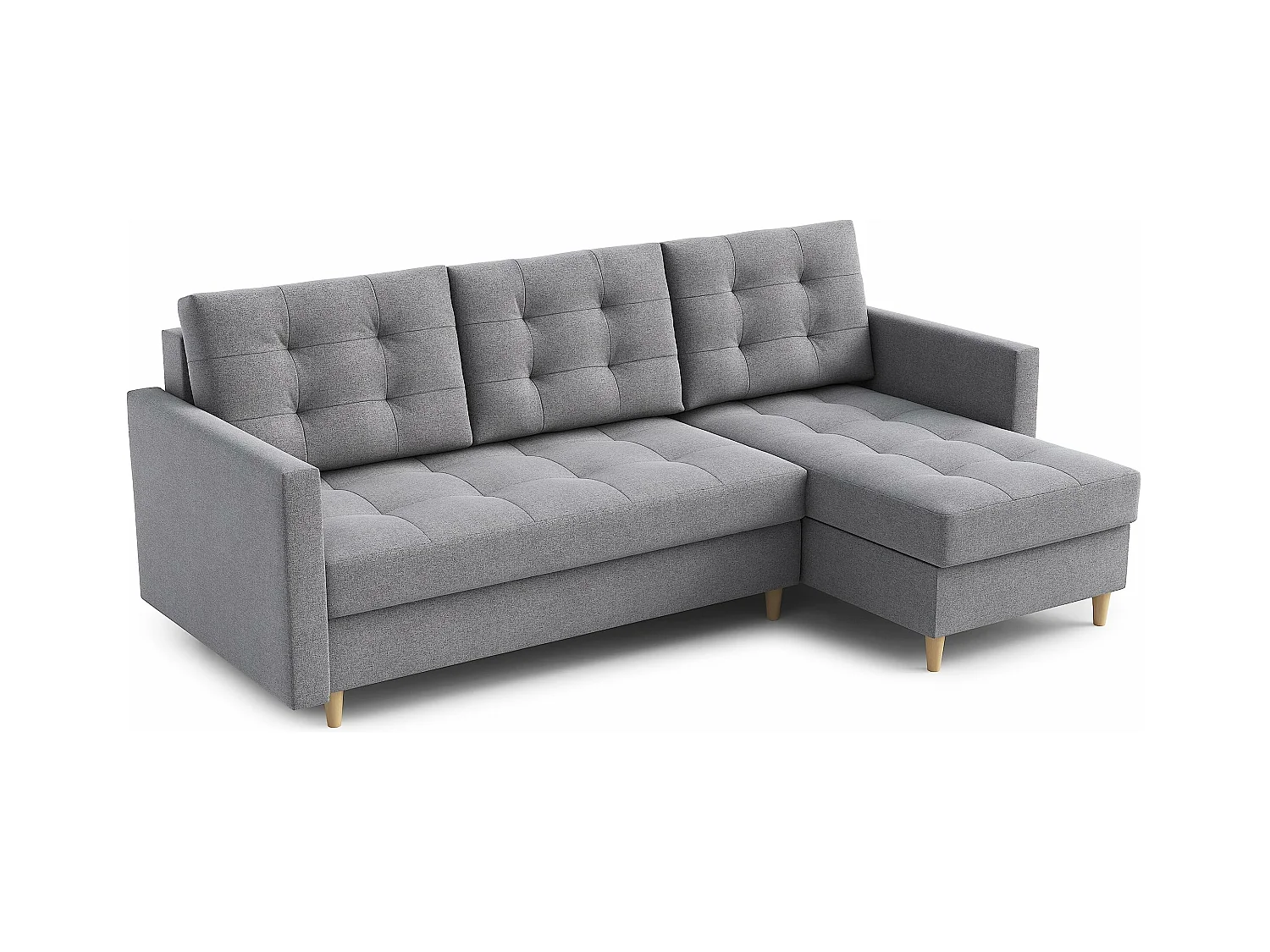 Canapé d'angle DIVO avec fonction sommeil, 224x103 cm, design élégant, matériaux de haute qualité, couleur gris, droite