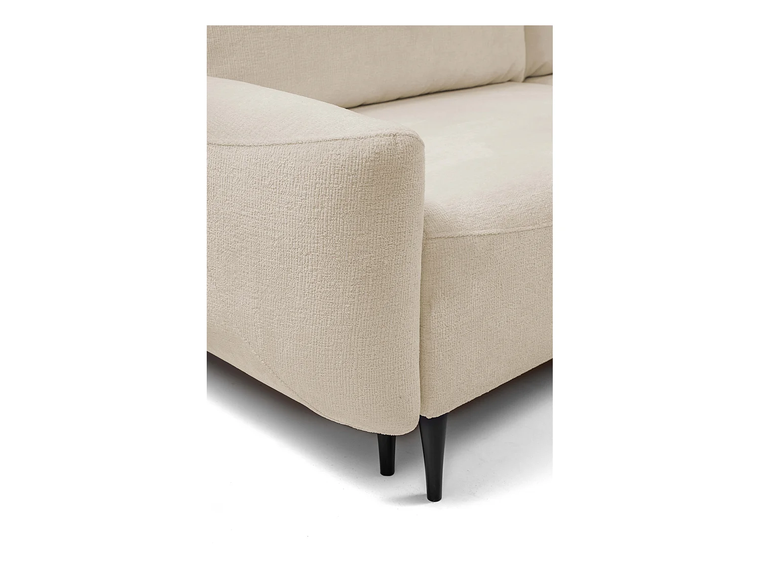 Sofa BOHO - Schlafsofa 140x200cm, Holzfüße, Bettzeugaufbewahrung, PUR-Schaumstoffpolsterung, 244x92x102cm BEIGE