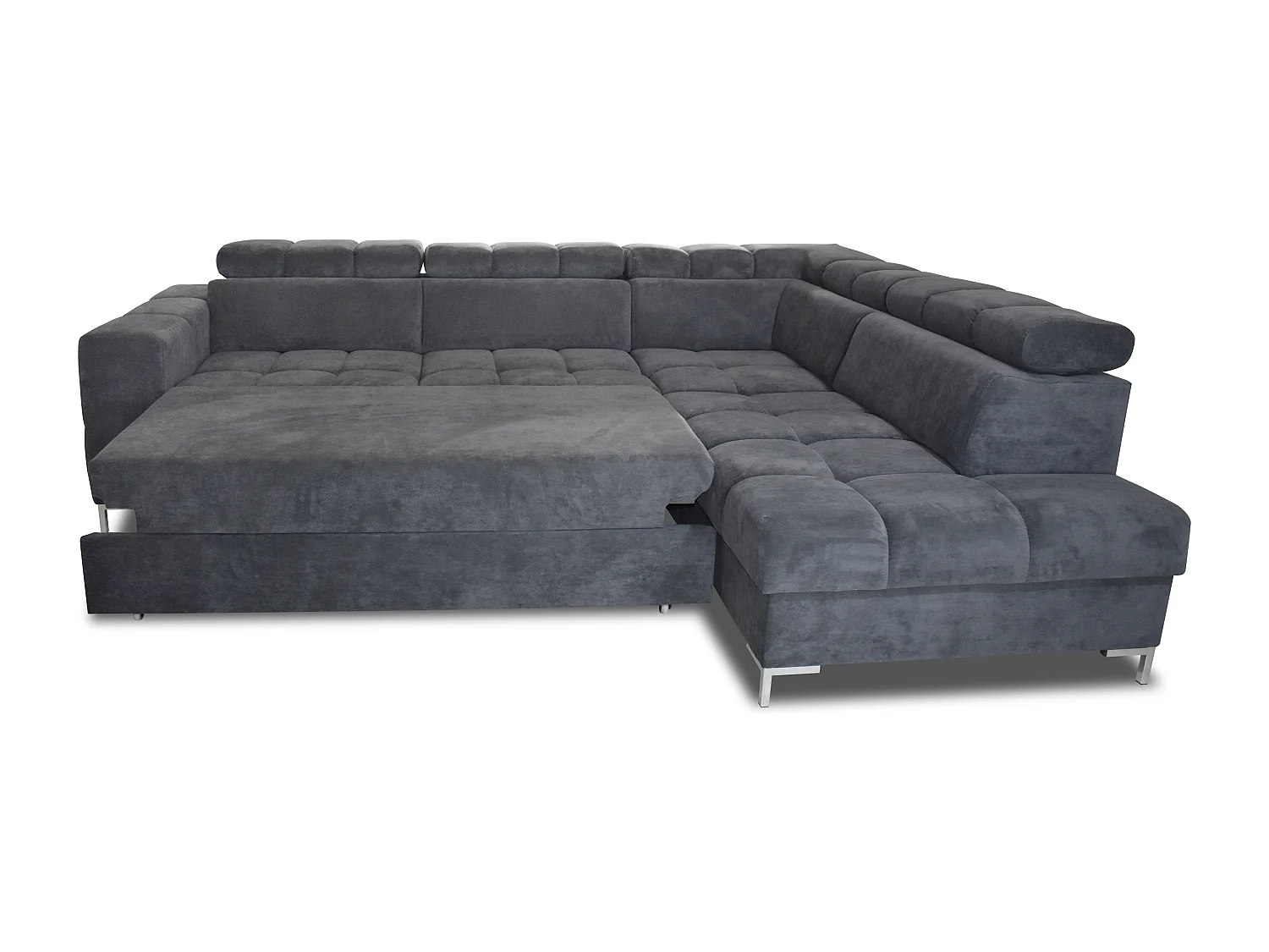 Sofa PABLOS met verstelbare hoofdsteun 279x201cm | Slapen & Opbergen, Donkergrijs Wolk, Links
