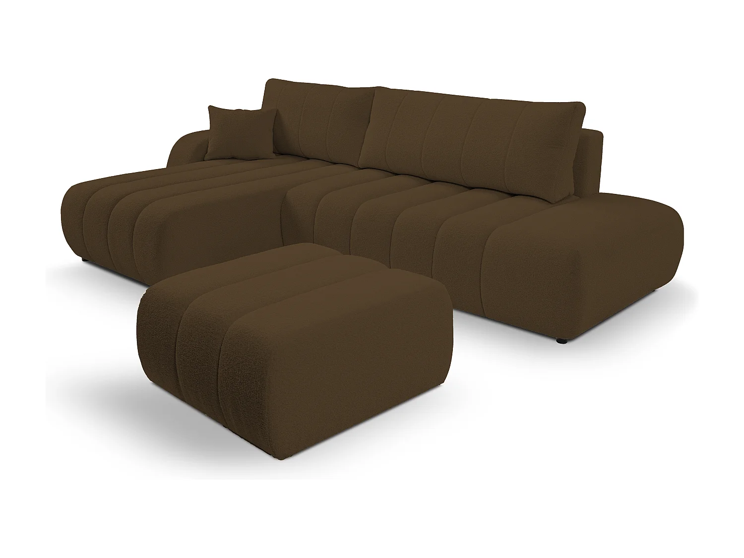 Narożnik z funkcją spania BALOO - Nowoczesny design, wysoka funkcjonalność, wygodne siedzisko, trwałe materiały, kolor ciemny brąz, lewy