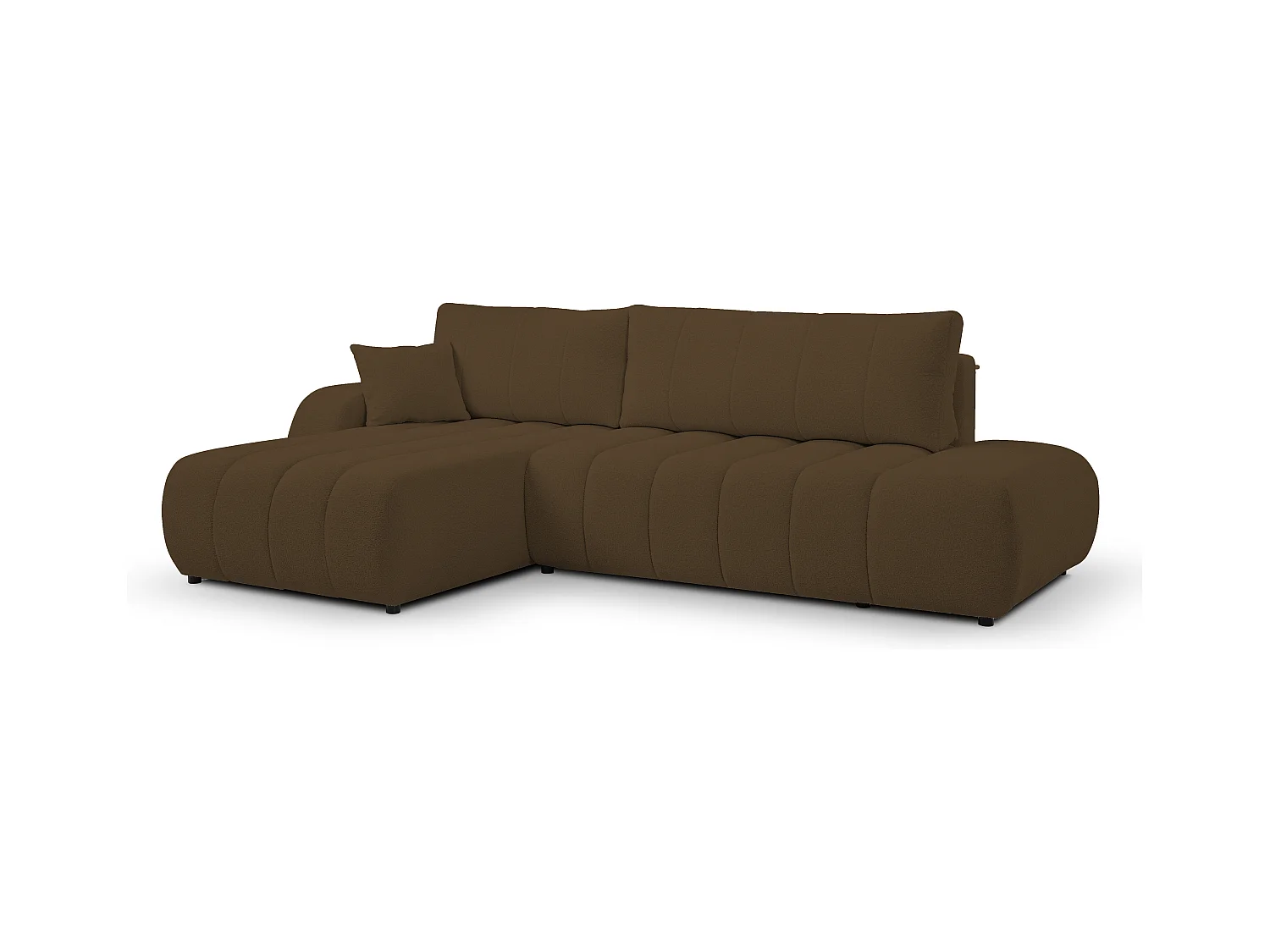 Canapé d'angle avec fonction sommeil BALOO - Design moderne, haute fonctionnalité, assise confortable, matériaux durables, couleur brun foncé, gauche