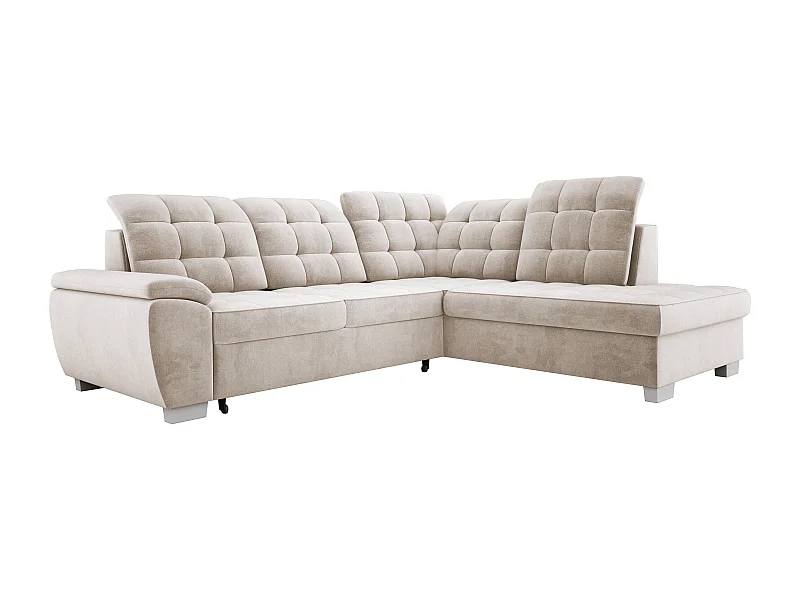 Sofa LOTTA in stof SALVADOR, ombouwbaar, ruime opbergruimte, elegant design, 258x212 cm, rechterhoek, BEIGE