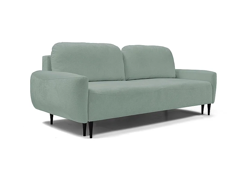 Sofa BOHO - Sofa rozkładana z powierzchnią do spania 140x200cm, drewniane nogi, pojemnik na pościel, tapicerka z pianki PUR, 244x92x102cm MONETA