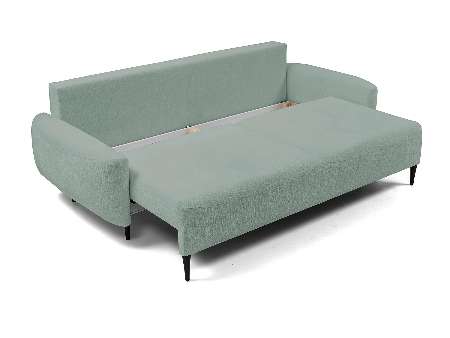 Sofa BOHO - Sofa rozkładana z powierzchnią do spania 140x200cm, drewniane nogi, pojemnik na pościel, tapicerka z pianki PUR, 244x92x102cm MONETA