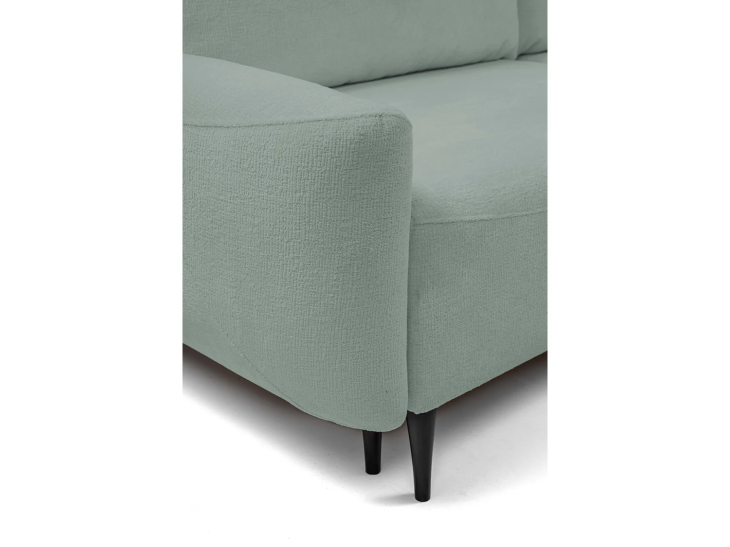 BOHO Sofa - Uitschuifbare bank met slaapoppervlak 140x200 cm, houten poten, opbergruimte, PUR-stof, 244x92x102 cm MUNT