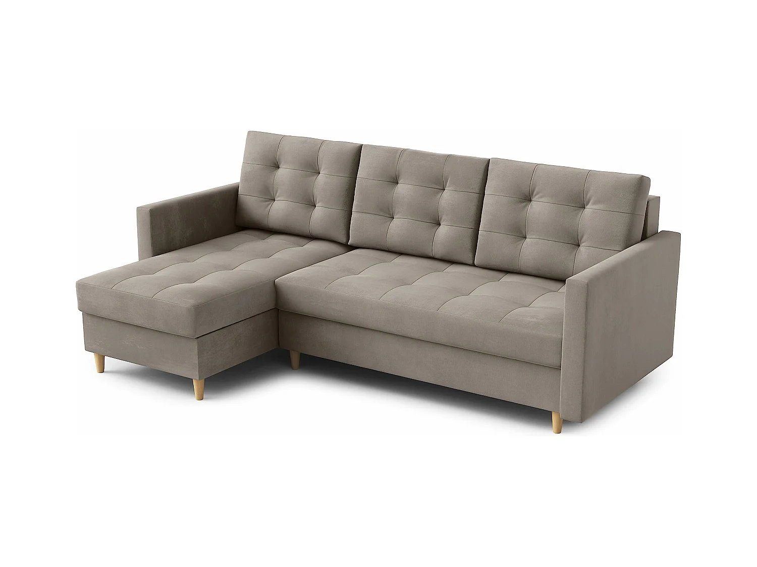 Canapé d'angle DIVO avec fonction sommeil, 224x103 cm, design élégant, matériaux de haute qualité, couleur Crème foncée, gauche