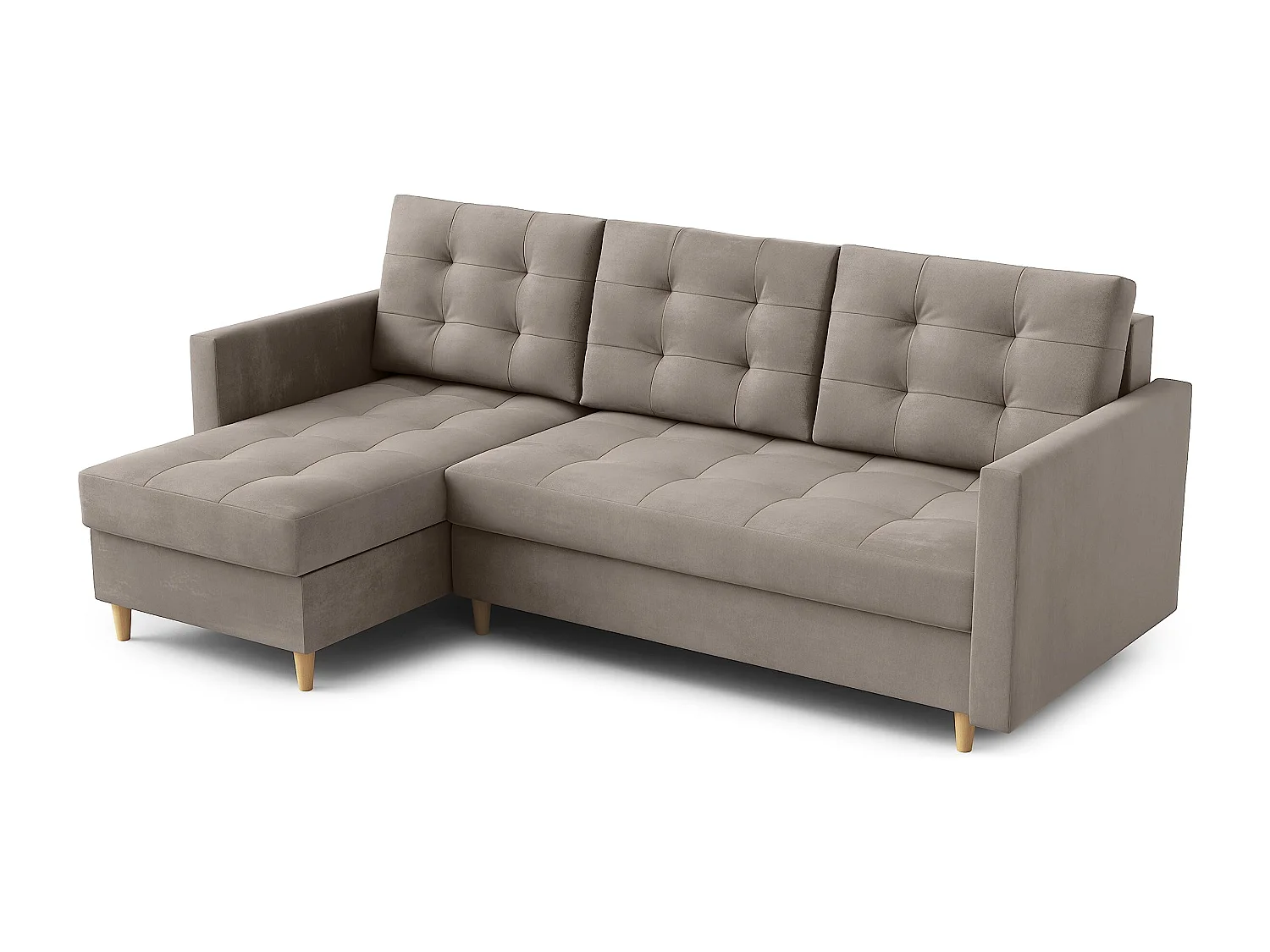 Canapé d'angle DIVO avec fonction sommeil, 224x103 cm, design élégant, matériaux de haute qualité, couleur Crème foncée, gauche