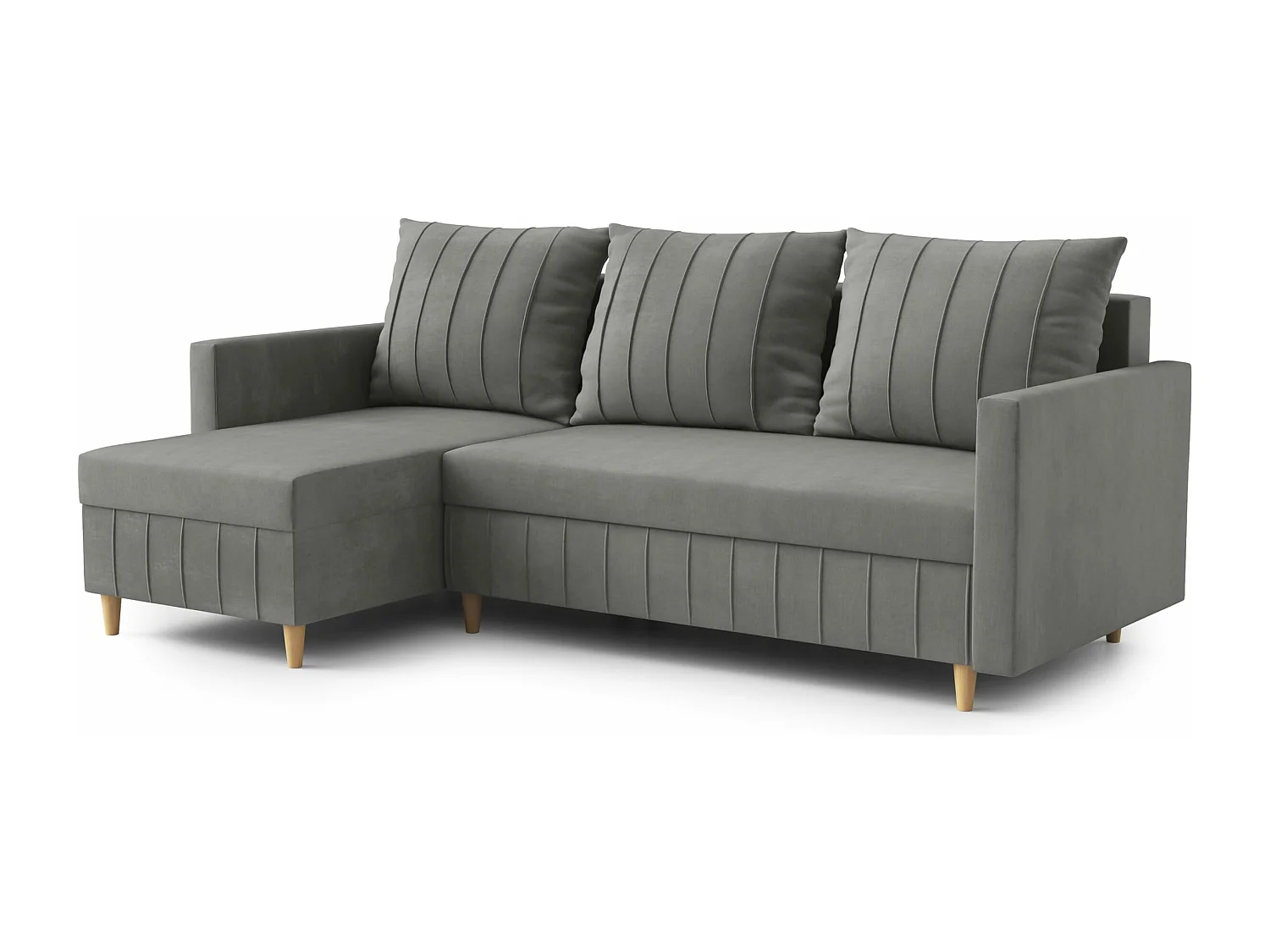 FOX hoekbank met elegant design, 224x103 cm, comfortabel, slaapfunctie, kleur donkergrijs, links