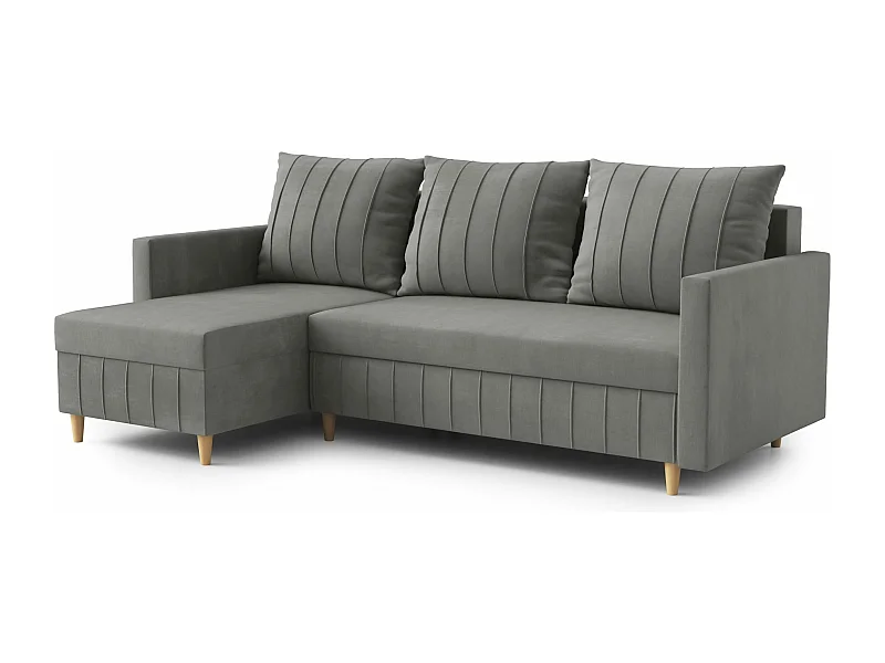 FOX hoekbank met elegant design, 224x103 cm, comfortabel, slaapfunctie, kleur donkergrijs, links