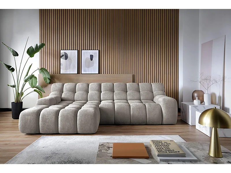 Ecksofa CAMPILE DomoHome, elektrisch verstellbarer Sitz, verstellbare Kopfstützen, linke Ecke, 288x119x85 cm, CHINA GRAU