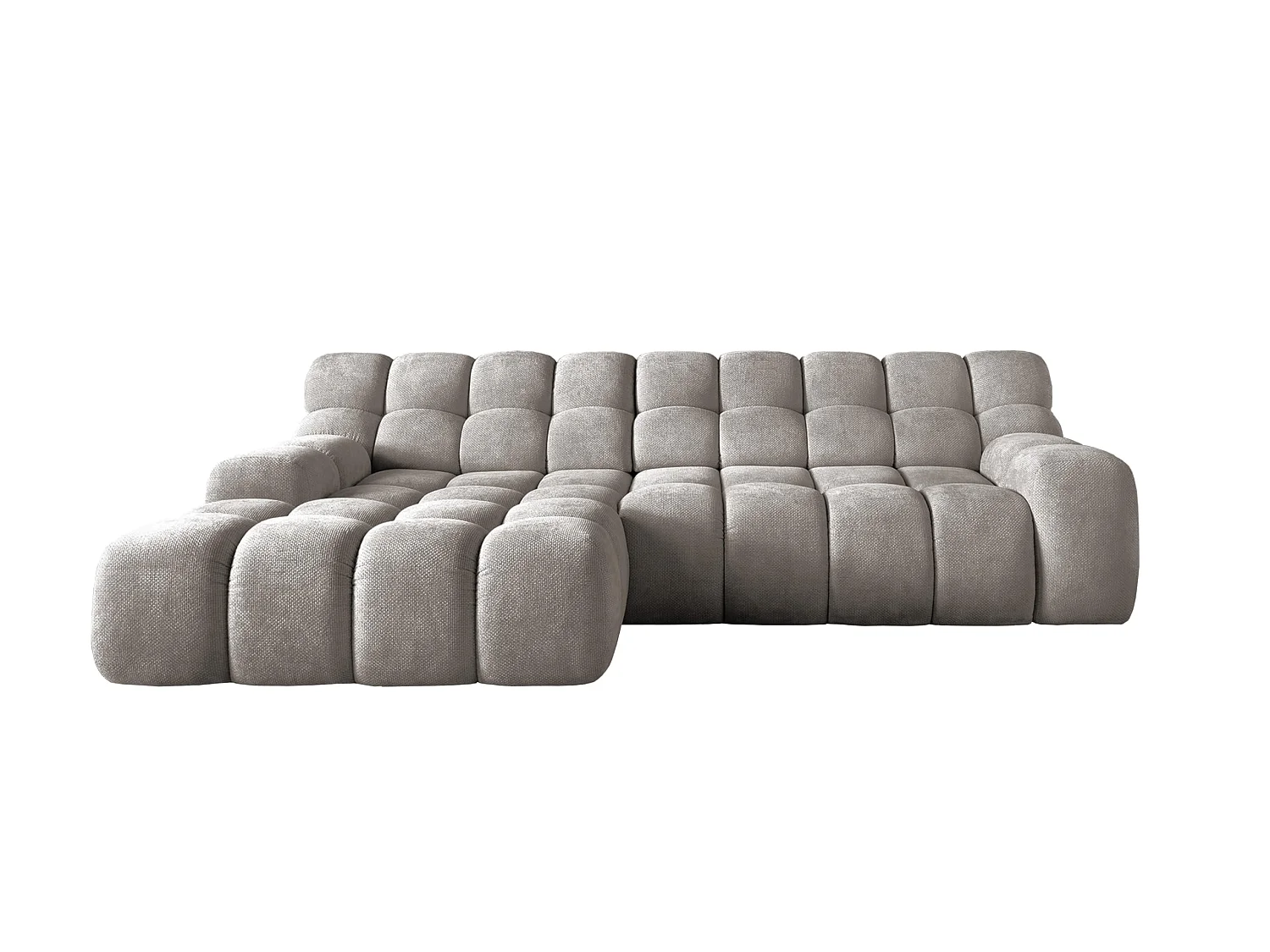 Ecksofa CAMPILE DomoHome, elektrisch verstellbarer Sitz, verstellbare Kopfstützen, linke Ecke, 288x119x85 cm, CHINA GRAU