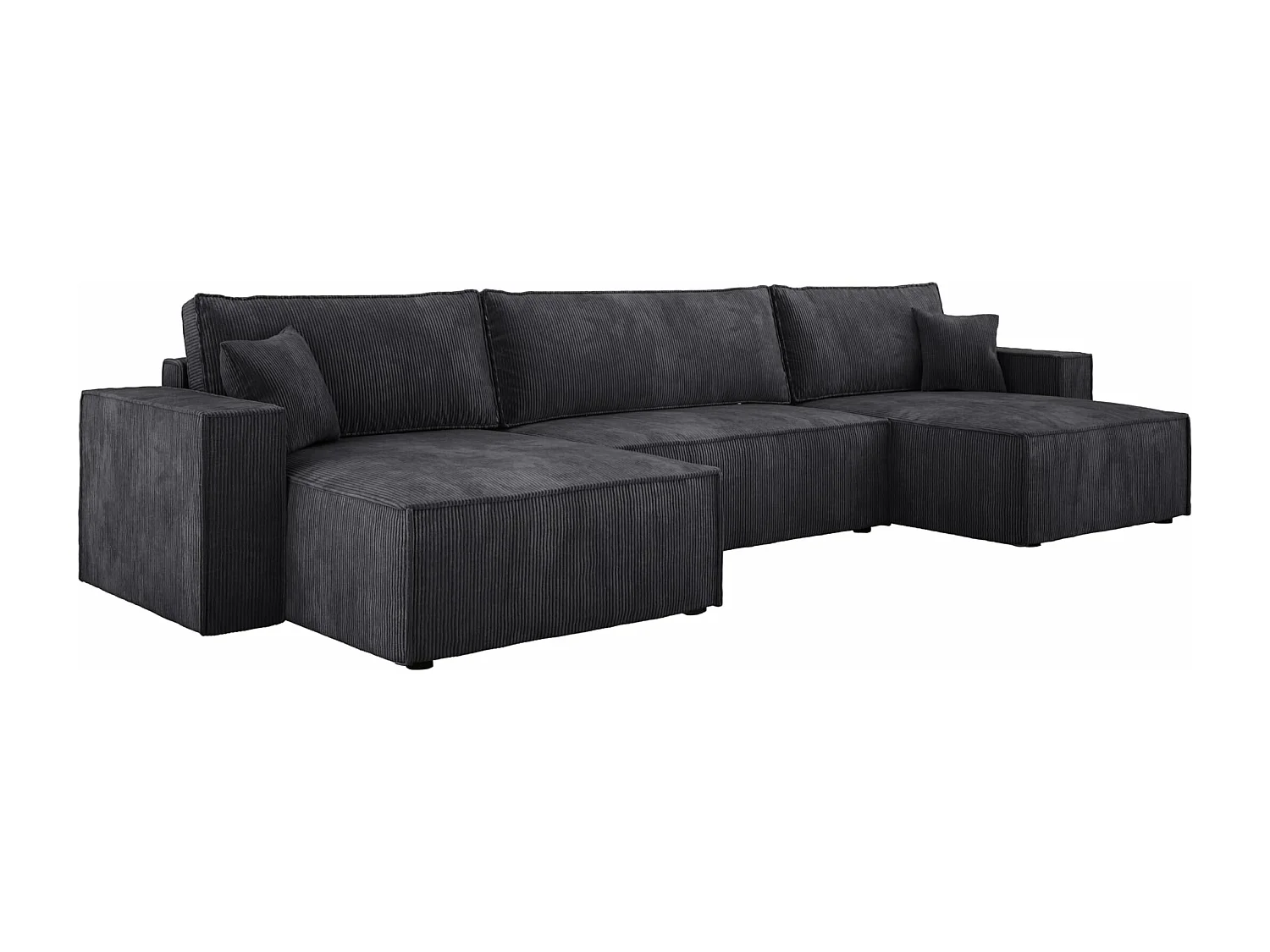 DomoHome XXL Canapé d'angle U avec lit 330x130cm, coussins doux, coffre, rembourrage haut de gamme, graphite, 377x143x83cm