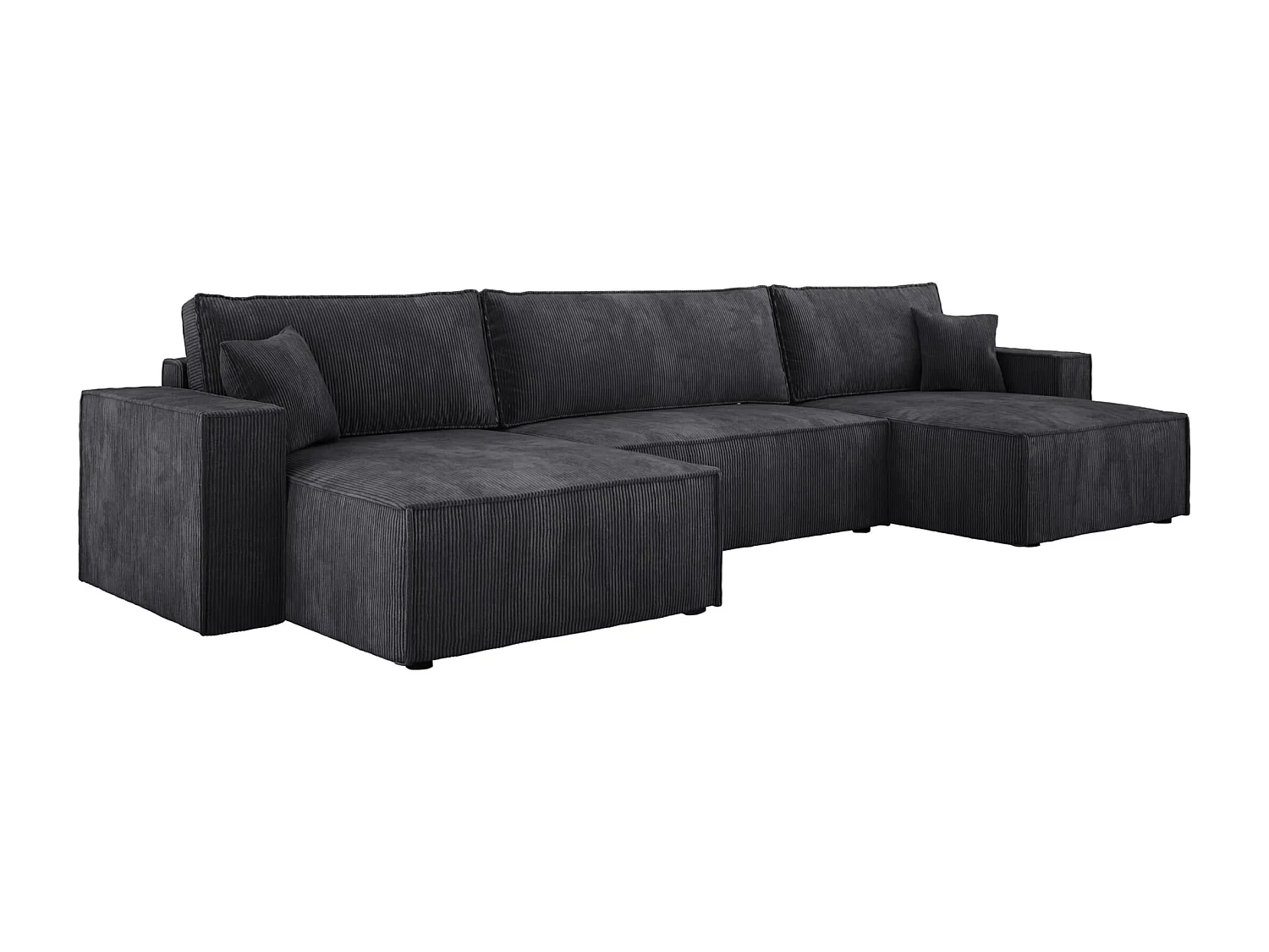 DomoHome XXL U-Ecksofa mit Bett 330x130cm, weiche Kissen, Truhe, hochwertige Polsterung, graphit, 377x143x83cm.
