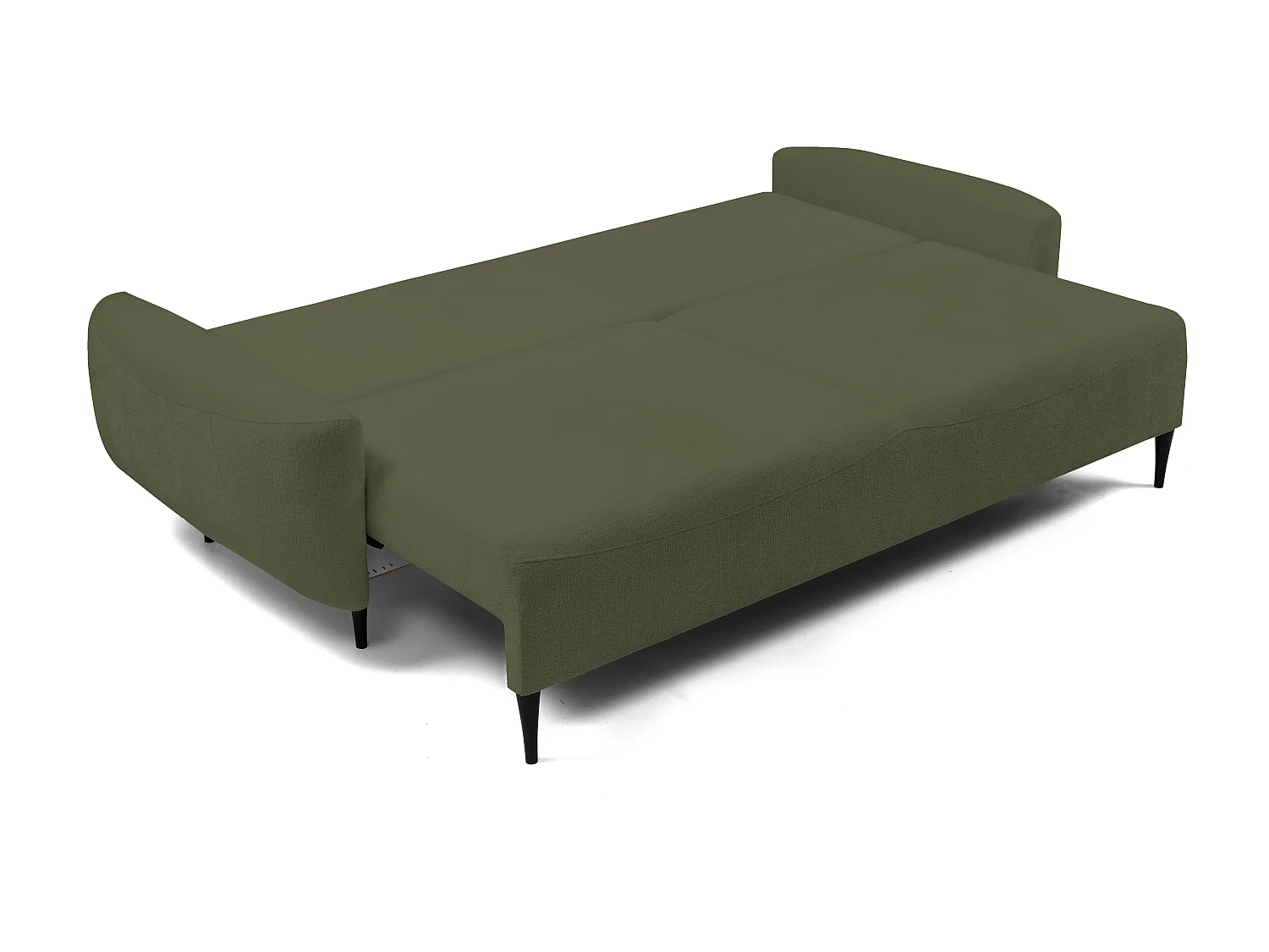 Sofa BOHO - Sofa rozkładana z powierzchnią do spania 140x200cm, drewniane nogi, pojemnik na pościel, tapicerka z pianki PUR, 244x92x102cm OLIWKOWY