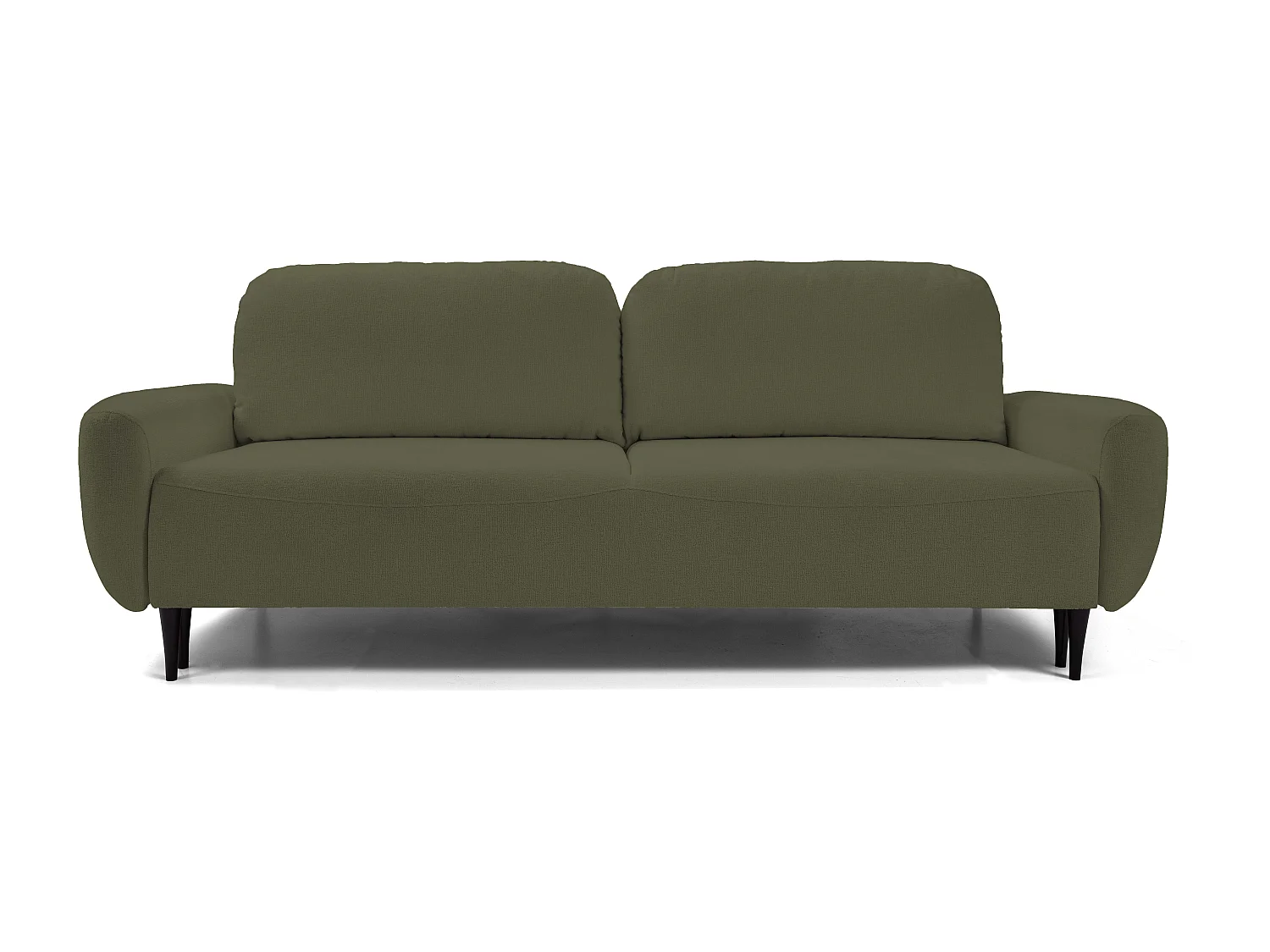 BOHO Sofa - Uitschuifbare bank met slaapoppervlak 140x200 cm, houten poten, opbergruimte, PUR-stof, 244x92x102 cm OLIJFGROEN