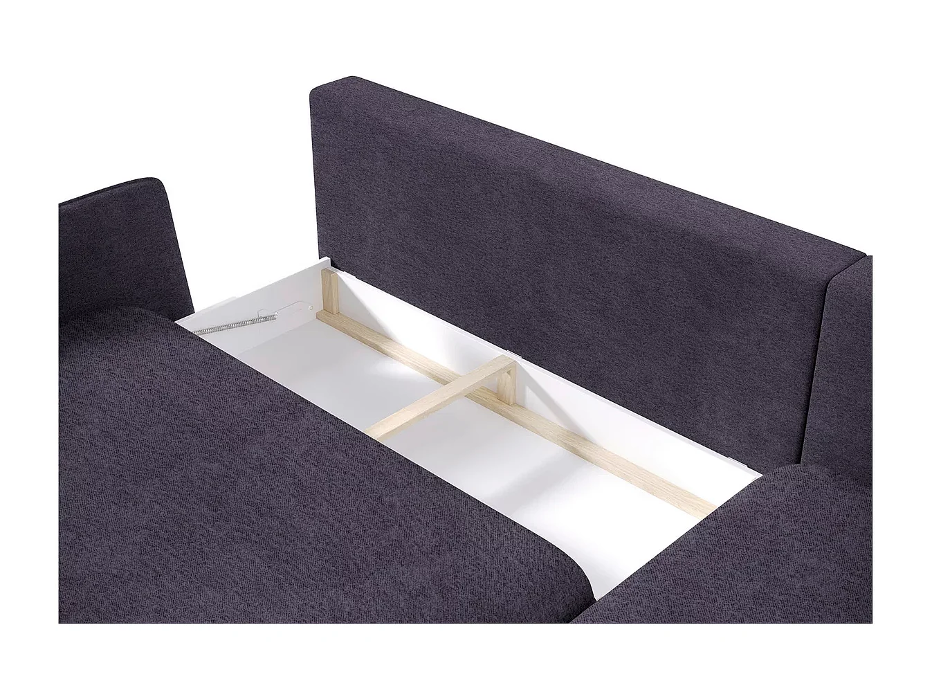 SOLANO hoekbank met bedfunctie - Elegante Scandinavische bank 260x167 cm, Houten commode en poten, Zwart, Rechts