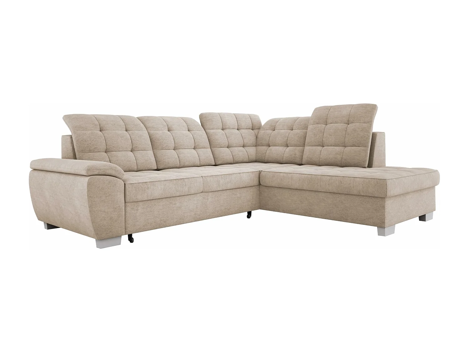 LOTTA sofa, 258x212cm, met slaapfunctie en hoogwaardige stoffering - ideaal voor kleine en grote ruimtes, rechts, BEIGE