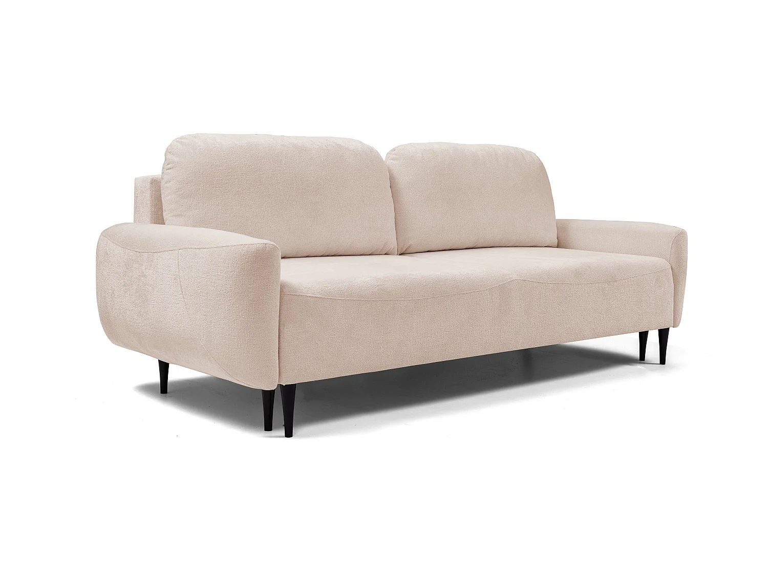 BOHO Sofa - Uitschuifbare bank met slaapoppervlak 140x200 cm, houten poten, opbergruimte, PUR-stof, 244x92x102 cm ROZE