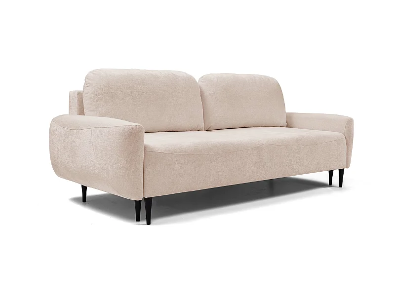 BOHO Sofa - Uitschuifbare bank met slaapoppervlak 140x200 cm, houten poten, opbergruimte, PUR-stof, 244x92x102 cm ROZE