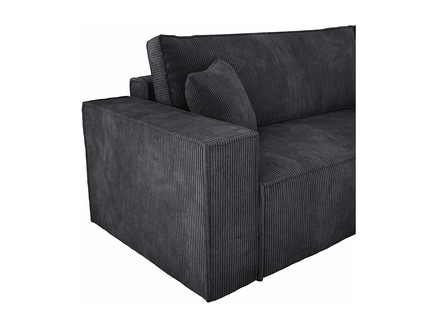 Canapé d'angle POSO XL convertible avec coffre – L-Forme, tissu côtelé, ressorts ondulés, gris graphite, 274x143x83 cm