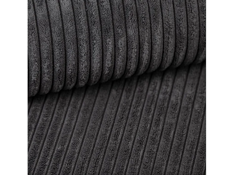 Canapé d'angle POSO XL convertible avec coffre – L-Forme, tissu côtelé, ressorts ondulés, gris graphite, 274x143x83 cm