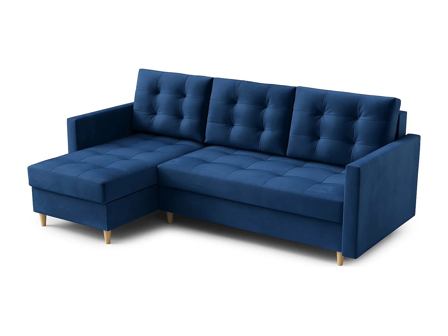 Narożnik DIVO z funkcją spania, 224x103 cm, elegancki design, wysokiej jakości materiały, kolor granatowy, lewy