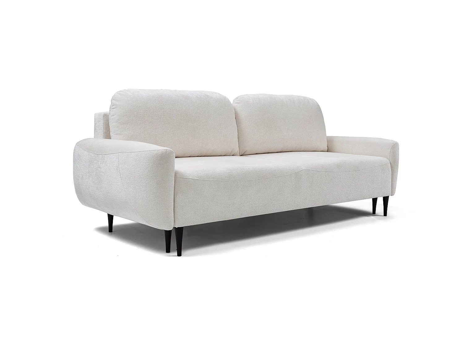 Sofa BOHO - Schlafsofa 140x200cm, Holzfüße, Bettzeugaufbewahrung, PUR-Schaumstoffpolsterung, 244x92x102cm CREME