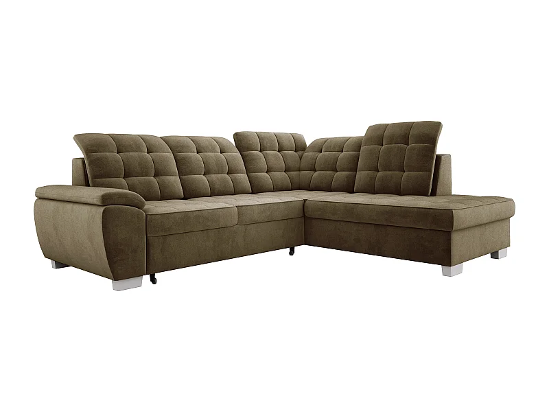 LOTTA Ecksofa mit SALVADOR-Stoff, familienfreundlich, praktischer Bettkasten, hochwertige Verarbeitung, 258x212 cm, rechte Ecke, GRÜN