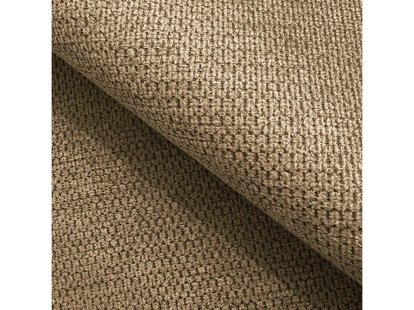 Canapé OLIO Convertible avec coffre, coussins décoratifs, fonction pliable, design scandinave, couchage 142x200 cm, pieds noirs, couleur CAPPUCINO