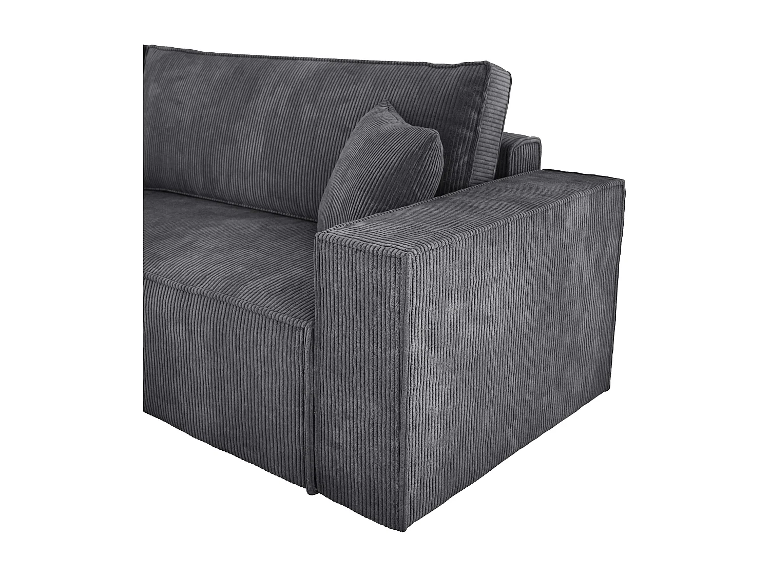 POSO XL Canapé d'angle convertible avec coffre – spacieux, tissu côtelé résistant, ressorts ondulés, gris, 274x143x83 cm