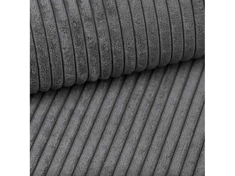 POSO XL Canapé d'angle convertible avec coffre – spacieux, tissu côtelé résistant, ressorts ondulés, gris, 274x143x83 cm