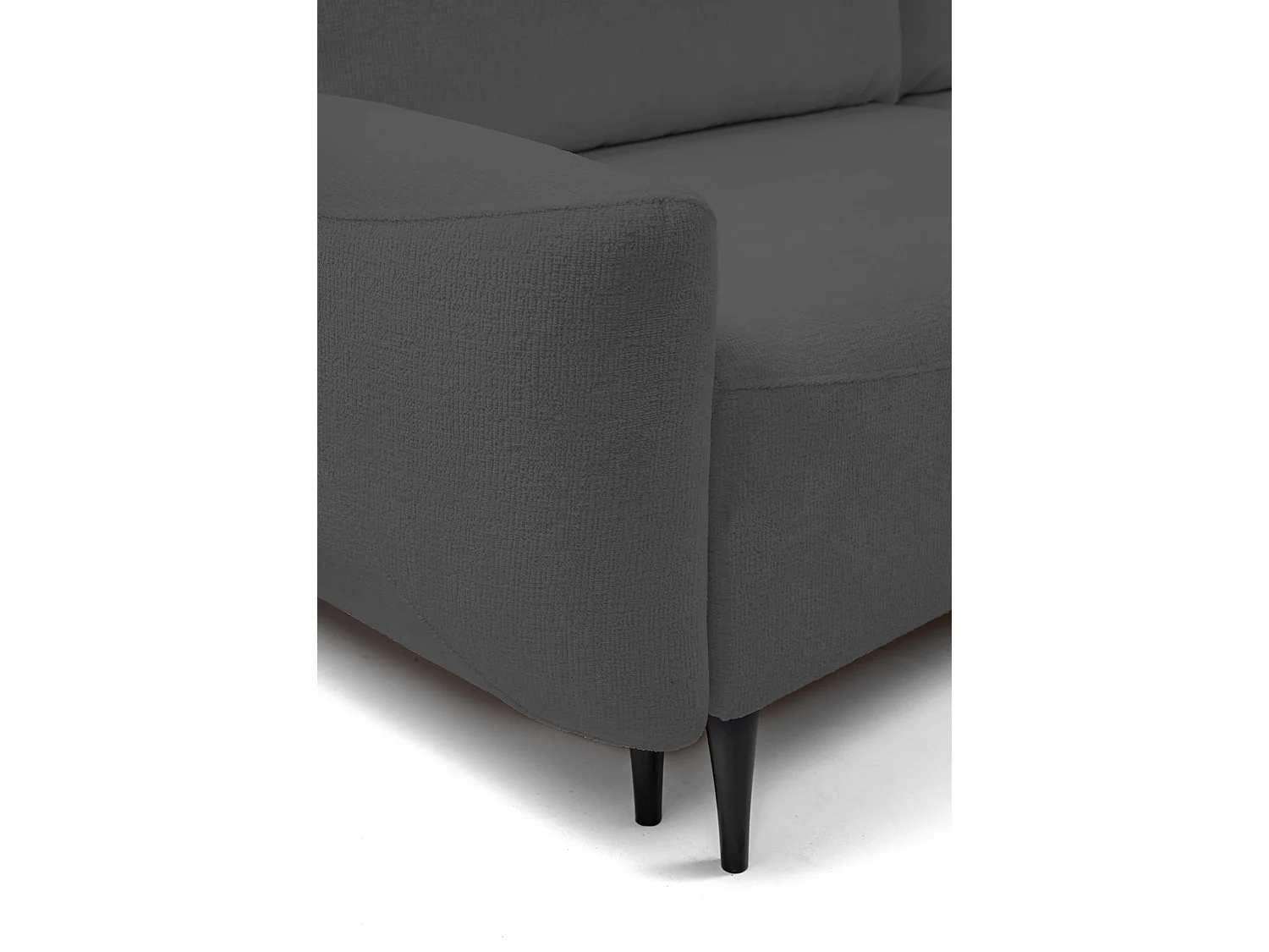 Sofa BOHO - Schlafsofa 140x200cm, Holzfüße, Bettzeugaufbewahrung, PUR-Schaumstoffpolsterung, 244x92x102cm GRAFIT