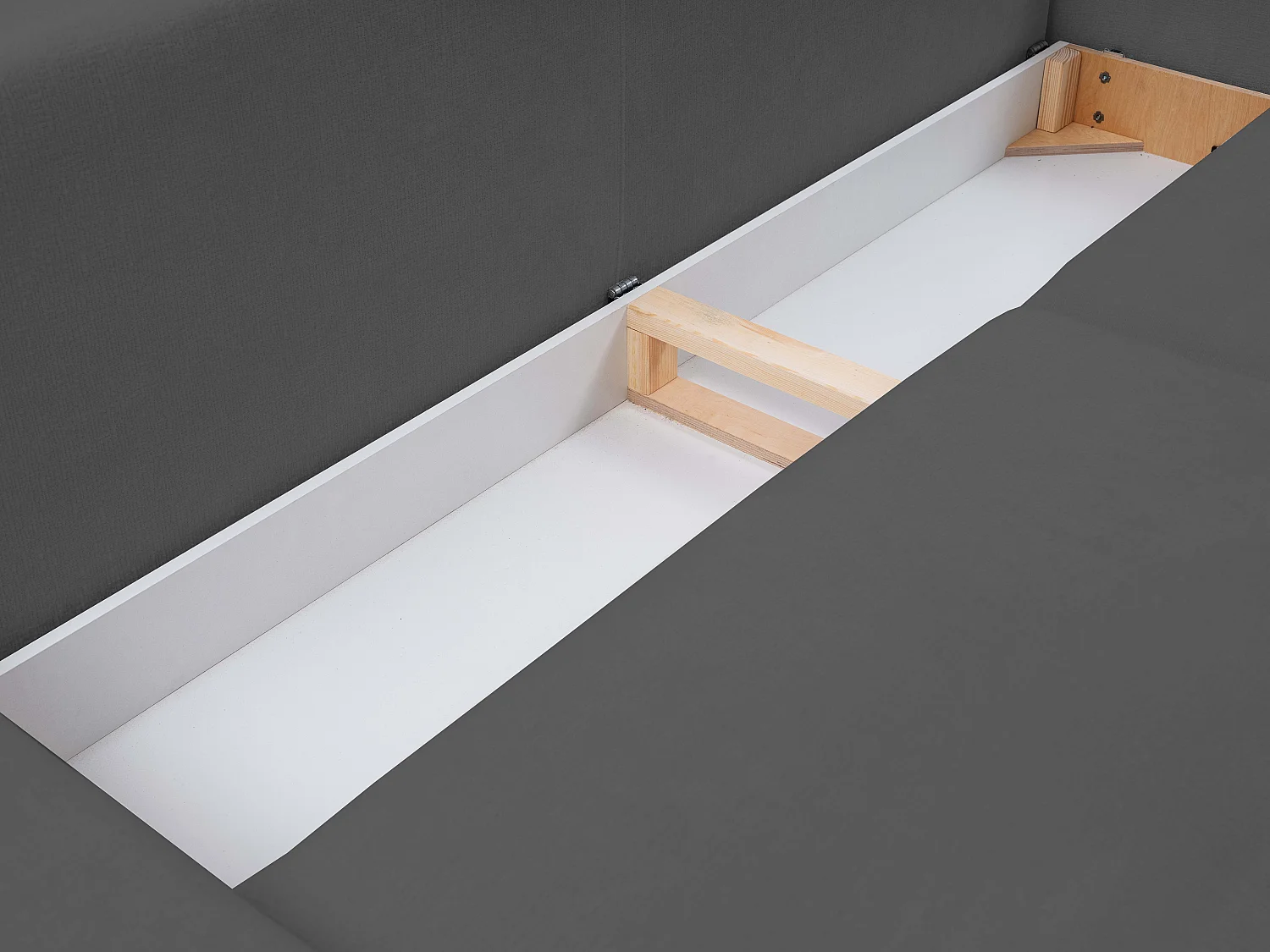 Sofa BOHO - Schlafsofa 140x200cm, Holzfüße, Bettzeugaufbewahrung, PUR-Schaumstoffpolsterung, 244x92x102cm GRAFIT