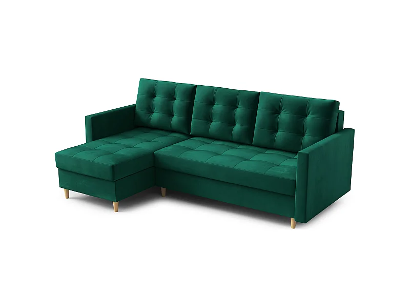Ecksofa DIVO mit Schlaffunktion, 224x103 cm, elegantes Design, hochwertige Materialien, Farbe Grün, Links