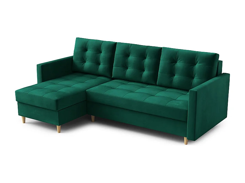 Hoekbank DIVO met slaapfunctie, 224x103 cm, elegant design, hoogwaardige materialen, kleur groen, links