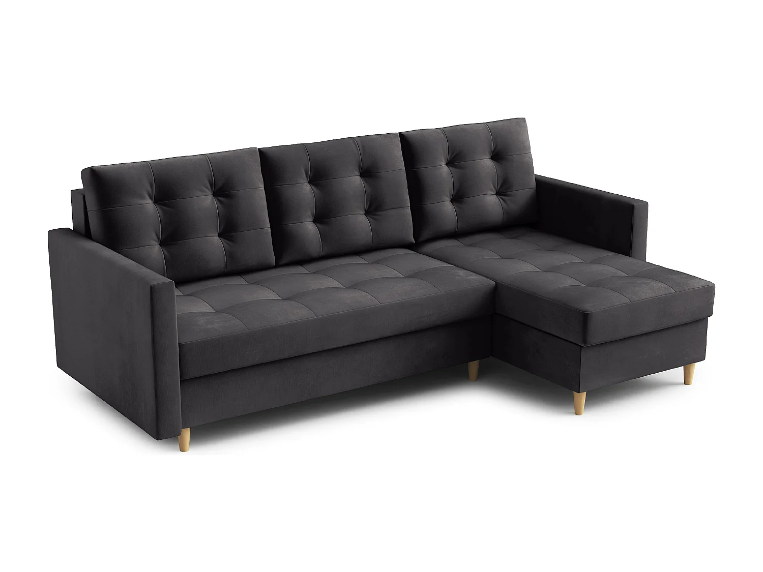 Canapé d'angle DIVO avec fonction sommeil, 224x103 cm, design élégant, matériaux de haute qualité, couleur gris foncé Kronos, droite