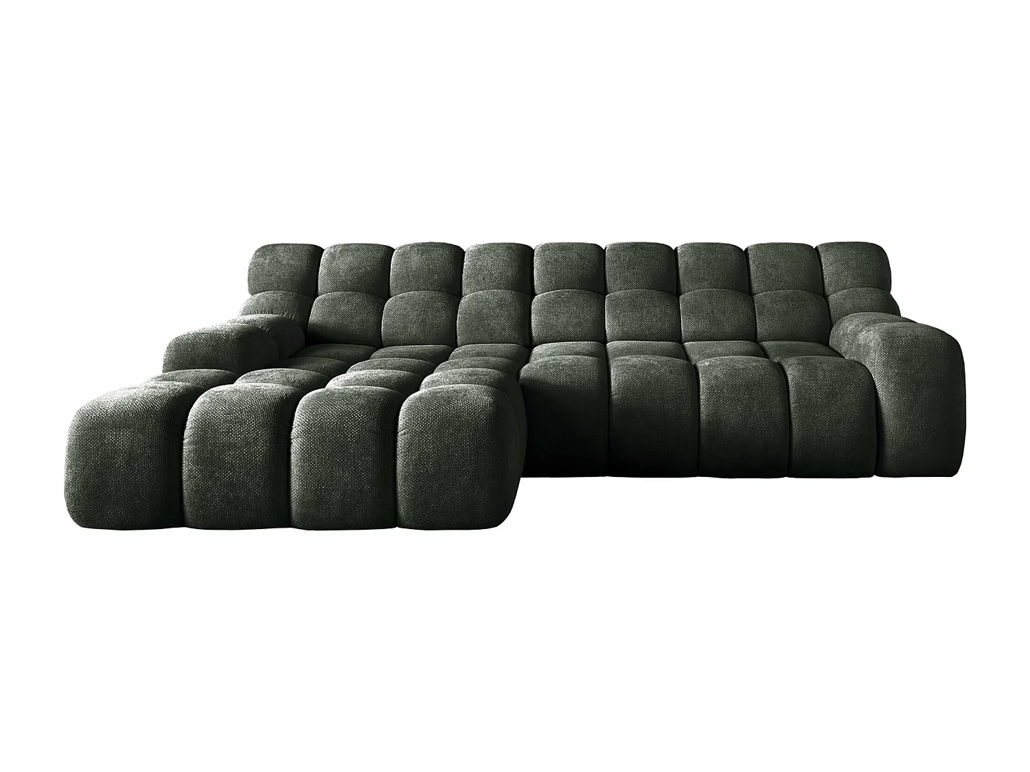 Ecksofa CAMPILE DomoHome, elektrisch verstellbarer Sitz, verstellbare Kopfstützen, linke Ecke, 288x119x85 cm, GRÜN
