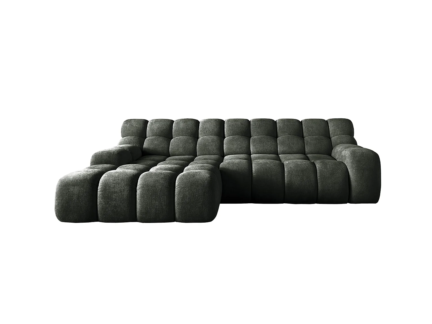 Canapé d'angle CAMPILE DomoHome, assise électrique réglable, appuie-têtes ajustables, angle gauche, 288x119x85 cm, VERT