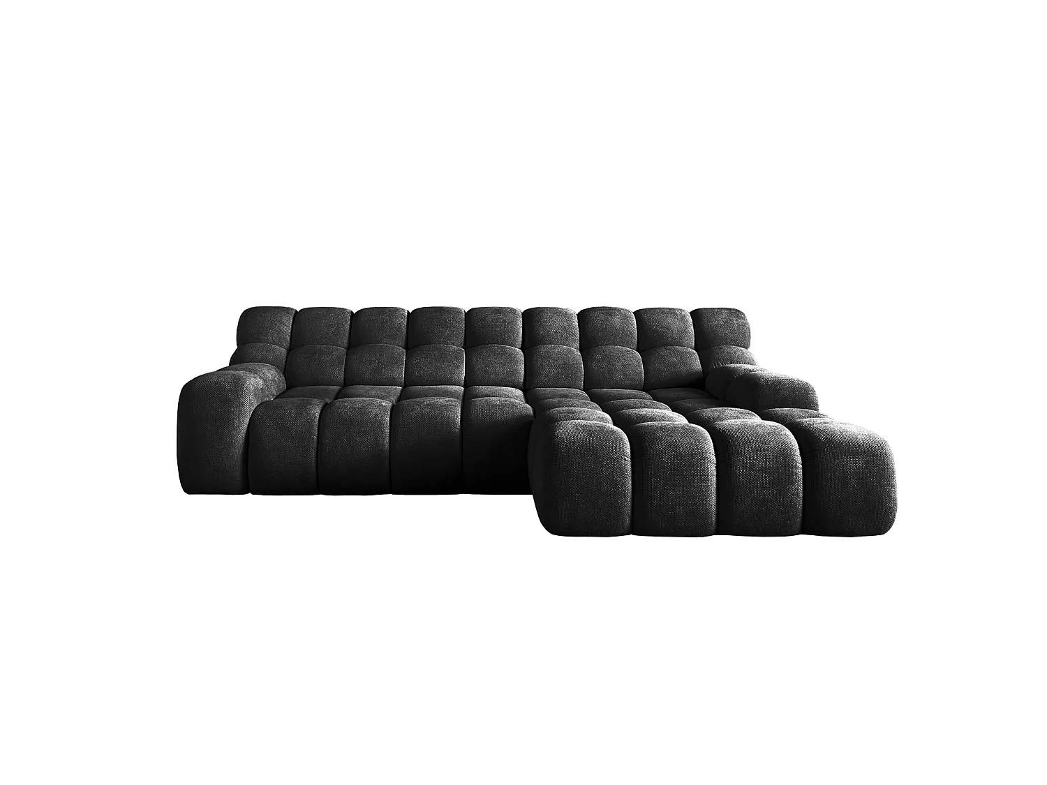 Ecksofa CAMPILE DomoHome, elektrisch verstellbarer Sitz, verstellbare Kopfstützen, rechte Ecke, 288x119x85 cm, SCHWARZ