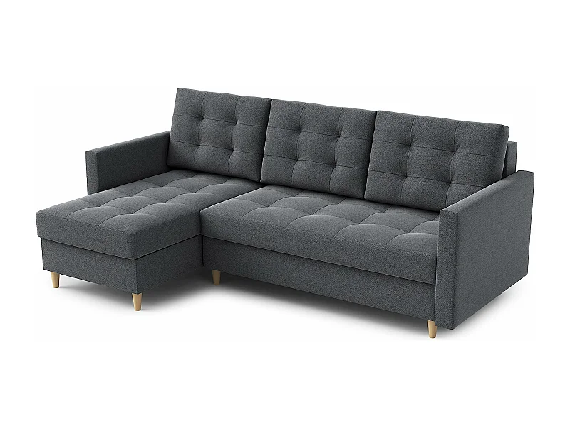 Hoekbank DIVO met slaapfunctie, 224x103 cm, elegant design, hoogwaardige materialen, kleur donkergrijs, rechts