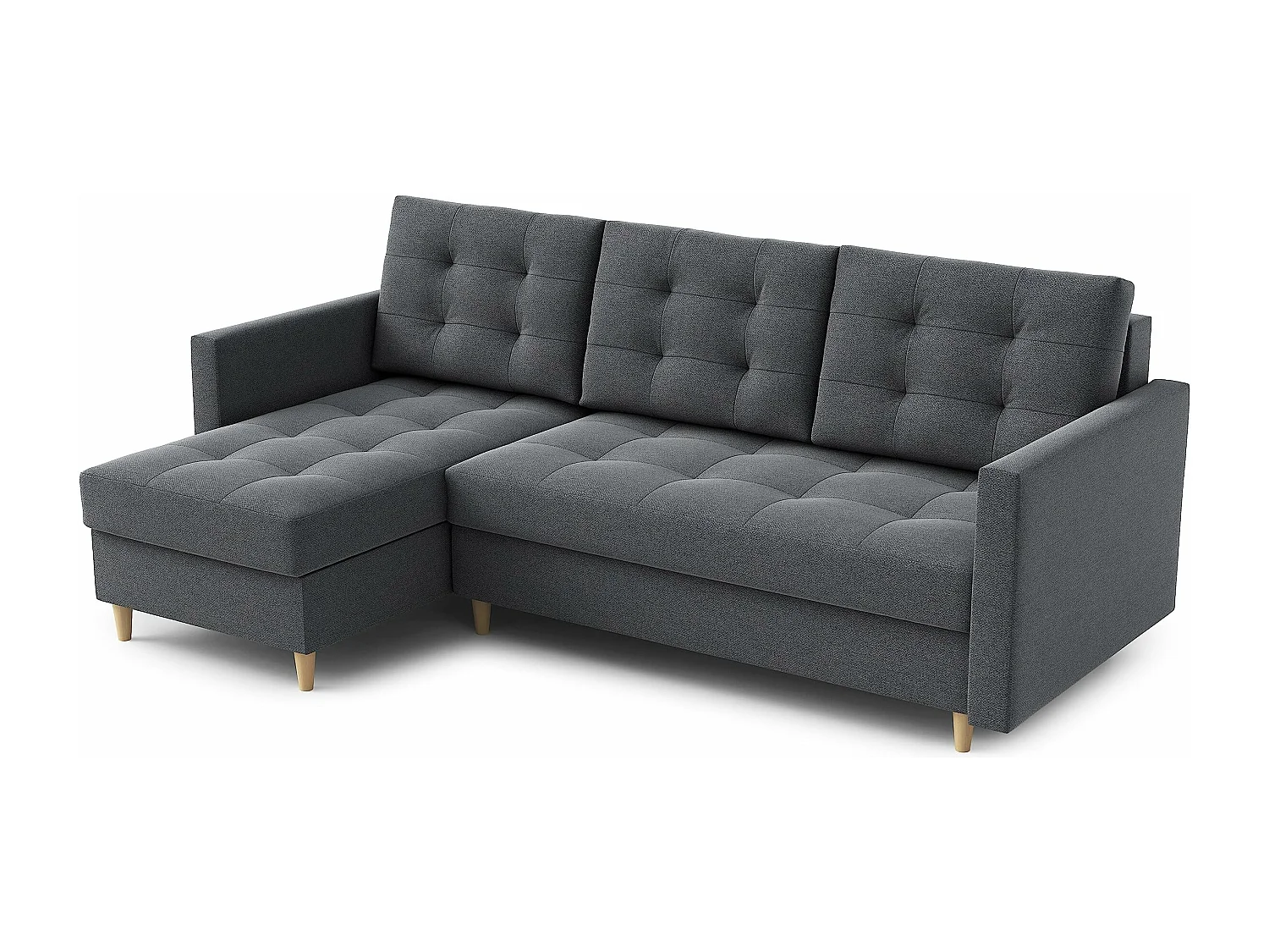 Canapé d'angle DIVO avec fonction sommeil, 224x103 cm, design élégant, matériaux de haute qualité, couleur gris foncé, droite